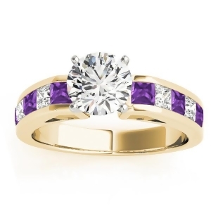 Diamond and Amethyst Accented Engagement Ring 14k Yellow Gold 1.00ct - All