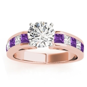 Diamond and Amethyst Accented Engagement Ring 18k Rose Gold 1.00ct - All