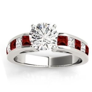Diamond and Garnet Accented Engagement Ring 14k White Gold 1.00ct - All