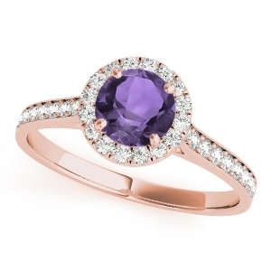 Diamond Halo Amethyst Engagement Ring 14k Rose Gold 1.29ct - All