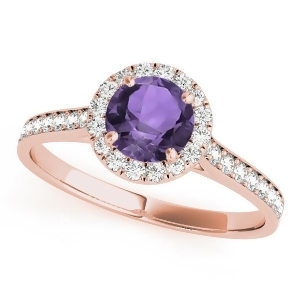 Diamond Halo Amethyst Engagement Ring 18k Rose Gold 1.29ct - All