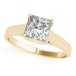 Diamond Princess Cut Solitaire Engagement Ring 18k Yellow Gold 1.24ct - All