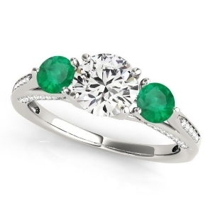 Three Stone Round Emerald Engagement Ring Platinum 1.69ct - All