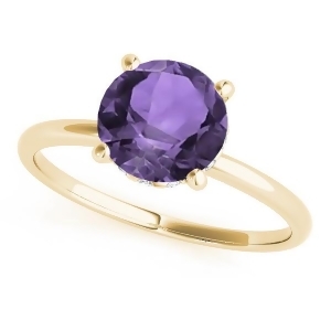 Amethyst and Diamond Solitaire Engagement Ring 14k Yellow Gold 1.07ct - All