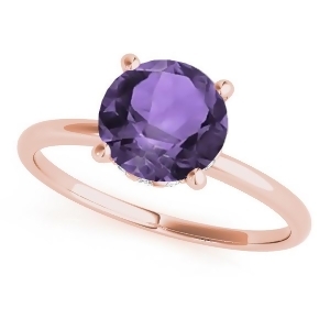 Amethyst and Diamond Solitaire Engagement Ring 14k Rose Gold 1.07ct - All