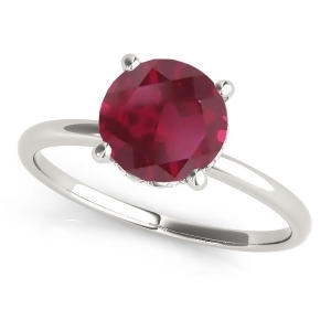 Ruby and Diamond Solitaire Engagement Ring 14k White Gold 1.07ct - All