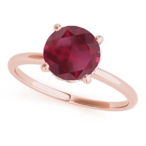 Ruby and Diamond Solitaire Engagement Ring 14k Rose Gold 1.07ct - All