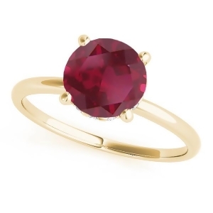Ruby and Diamond Solitaire Engagement Ring 18k Yellow Gold 1.07ct - All