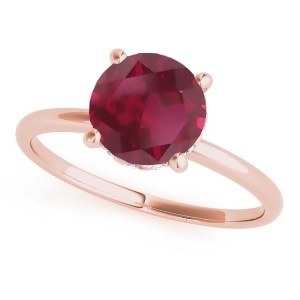 Ruby and Diamond Solitaire Engagement Ring 18k Rose Gold 1.07ct - All