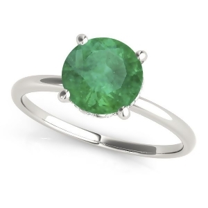 Emerald and Diamond Solitaire Engagement Ring 14k White Gold 1.07ct - All