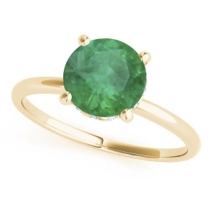 Emerald and Diamond Solitaire Engagement Ring 14k Yellow Gold 1.07ct - All