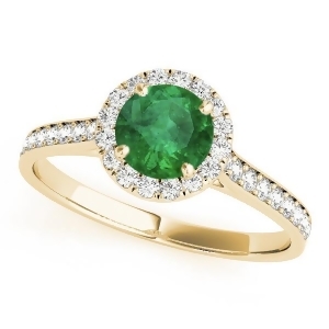 Diamond Halo Emerald Engagement Ring 14k Yellow Gold 1.29ct - All