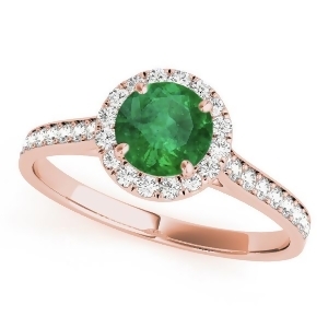 Diamond Halo Emerald Engagement Ring 14k Rose Gold 1.29ct - All