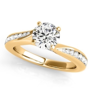 Diamond Single Row Swirl Prong Engagement Ring 18k Yellow Gold 1.28ct - All