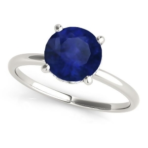 Blue Sapphire and Diamond Solitaire Engagement Ring 14k White Gold 1.07ct - All