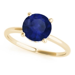 Blue Sapphire and Diamond Solitaire Engagement Ring 14k Yellow Gold 1.07ct - All