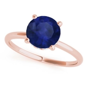 Blue Sapphire and Diamond Solitaire Engagement Ring 14k Rose Gold 1.07ct - All