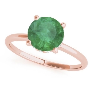 Emerald and Diamond Solitaire Engagement Ring 14k Rose Gold 1.07ct - All