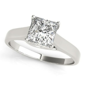 Diamond Princess Cut Solitaire Engagement Ring 18k White Gold 1.24ct - All