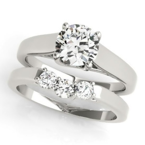 Diamond Solitaire Bridal Set 14k White Gold 1.24ct - All