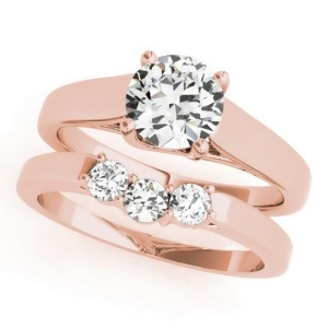 Diamond Solitaire Bridal Set 14k Rose Gold 1.24ct - All