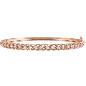 Diamond Rope Link Bangle Bracelet 14k Rose Gold 0.88ct - All