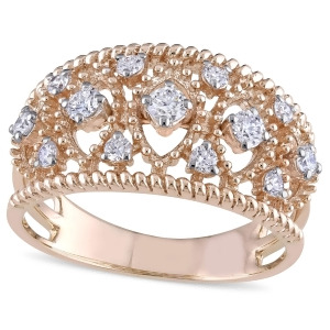 Diamond Accented Filigree Fashion Ring 18k Rose Gold 0.25ct - All