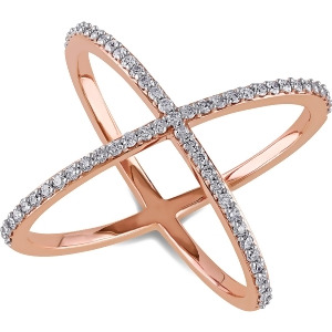 Abstract Diamond X Cross Fashion Ring 14k Rose Gold 0.37ct - All