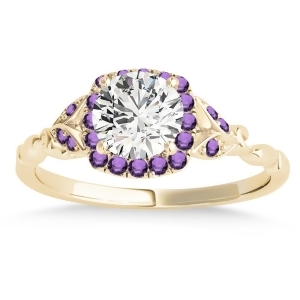 Amethyst Butterfly Halo Engagement Ring 14k Yellow Gold 0.14ct - All
