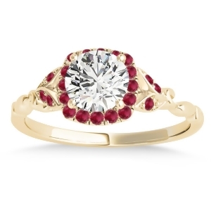 Ruby Butterfly Halo Engagement Ring 14k Yellow Gold 0.14ct - All