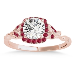 Ruby Butterfly Halo Engagement Ring 14k Rose Gold 0.14ct - All