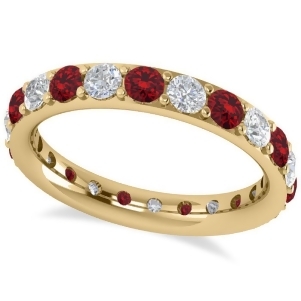 Diamond and Ruby Eternity Wedding Band 14k Yellow Gold 1.76ct - All