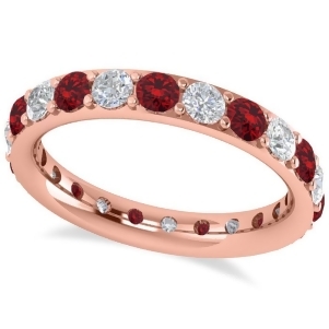 Diamond and Ruby Eternity Wedding Band 14k Rose Gold 1.76ct - All