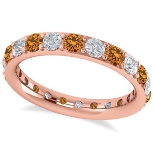 Diamond and Citrine Eternity Wedding Band 14k Rose Gold 1.76ct - All