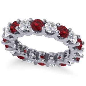 Diamond and Ruby Eternity Wedding Band 14k White Gold 3.53ct - All