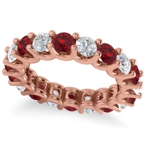 Diamond and Ruby Eternity Wedding Band 14k Rose Gold 3.53ct - All