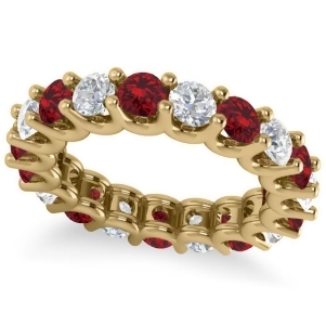 Diamond and Ruby Eternity Wedding Band 14k Yellow Gold 3.53ct - All
