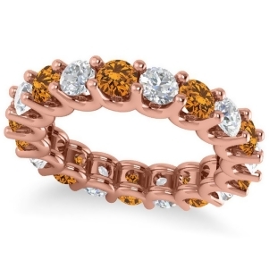 Diamond and Citrine Eternity Wedding Band 14k Rose Gold 3.53ct - All