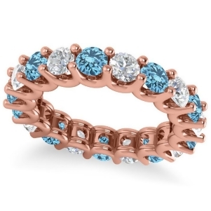 Diamond and Blue Topaz Eternity Wedding Band 14k Rose Gold 3.53ct - All