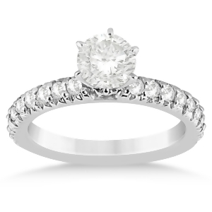 Diamond Accented Engagement Ring Setting 18k White Gold 0.54ct - All