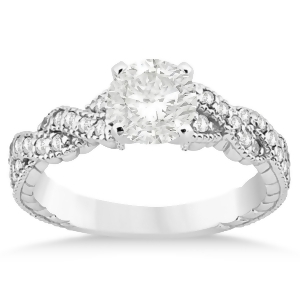 Diamond Braided Engagement Ring Setting 18k White Gold 0.21ct - All