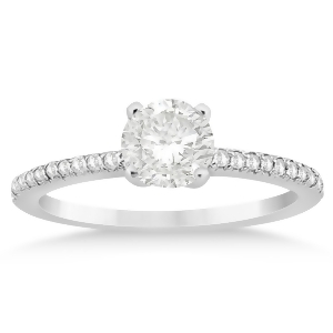 Diamond Accented Engagement Ring Setting 18k White Gold 0.18ct - All