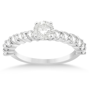 Diamond Accented Engagement Ring Setting 18k White Gold 0.84ct - All