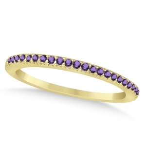 Amethyst Accented Wedding Band 14k Yellow Gold 0.21ct - All