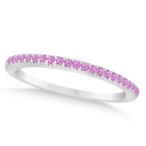 Pink Sapphire Accented Wedding Band Platinum 0.21ct - All