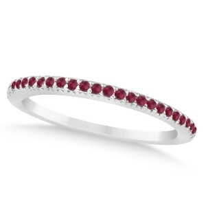 Ruby Accented Wedding Band 14k White Gold 0.21ct - All