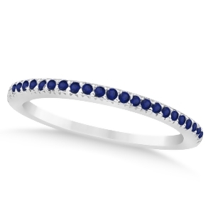 Blue Sapphire Accented Wedding Band 14k White Gold 0.21ct - All