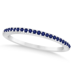 Blue Sapphire Accented Wedding Band 18k White Gold 0.21ct - All