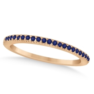 Blue Sapphire Accented Wedding Band 18k Rose Gold 0.21ct - All