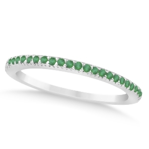 Emerald Accented Wedding Band 14k White Gold 0.21ct - All